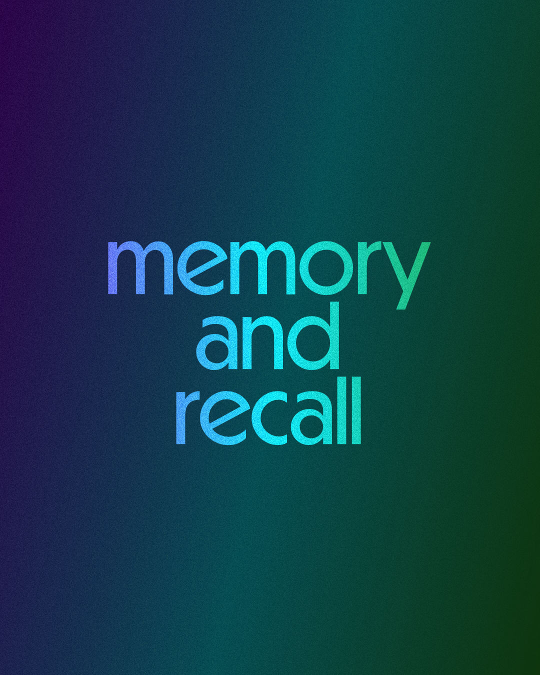 Memory And Recall colorful text on gradient background
